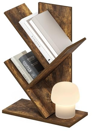 Furinno Tree Bookshelf Libreria ad albero da terra a 3 livelli, Pino Ambrato