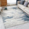 VK·living Bereich Teppich in Modernem Design - 16mm Dicke Weiche Faux Anti-Rutsch Teppiche für Wohnzimmer, Schlafzimmer & Büro - Blue & Grey 120X170CM