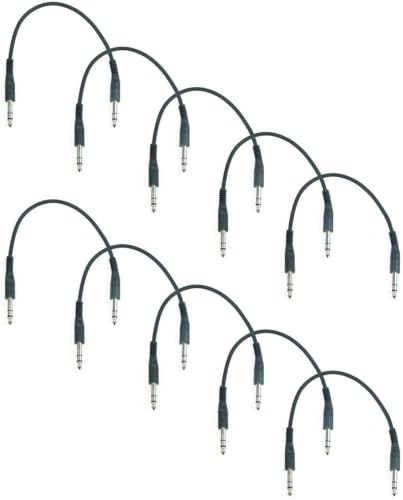 Adam Hall 10 x K3BVV0030ECO - 30 cm Stereo 6,3 mm Klinkekabel Patchkabel symmetrisch TRS 3 pol male schwarz, 3 Star Serie