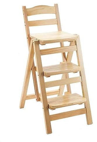Escalera de Tijera Silla plegable de madera con escalera for biblioteca, silla for mostrador, silla de bar, taburete multifuncional portátil liviano 2 en 1, taburete de 3 escalones, escaleras de tijer