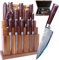 ChefHoablorn Damascus Knife Block Set 15PCS Kitchen Knife Set with Block Premium Chef Knife Stainless Steel,Japanese Kitchen Knife, with Exrtra Cutting Board Wine Corkscrew Set