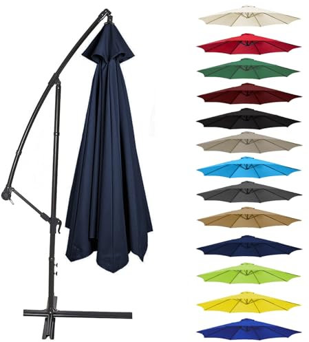 Canopy Cover 200CM 2.7M 300CM (6 Arms/8 Arms) Umbrella Replacement Cloth Cantilever Parasol Top Fabric Cover UV Protective(Color:Navy blue,Size:8 ribs-3m(9.8ft))