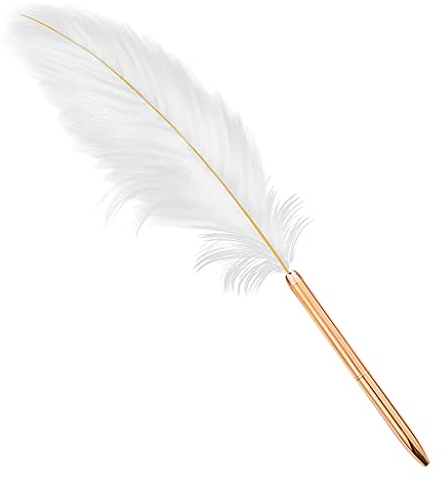 Kobeleen Retro-Kugelschreiber mit weißer Feder, exquisiter Signature-Stift, nachfüllbarer Kugelschreiber für Hochzeit, Büro, Geschäftsgeschenk