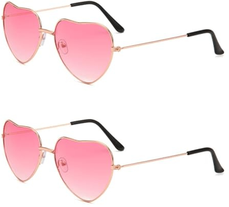 2 Paia Occhiali da Sole Cuore, occhiali da sole hippie,occhiali da sole a forma di cuore, Occhiali Cuore Rosa,Occhiali da Festa Hippie, per bambini, uomini e donne