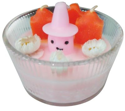 Pink Ghost Candle, 300g Scented Pink Ghost Graveyard Candle, Cute Cupcakes and Cashmere Pink Ghost Candle, Halloween Pink Ghost Candle Decor, Cute Halloween Candle for Halloween Favors