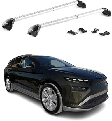 OMAC Dachträger für Skoda Enyaq 2020-2026 Silber | TÜV geprüft, Abschließbar mit 4 Schlössern, bis 100 kg Traglast, robuste, sichere Befestigung, Querträger, Grundträger