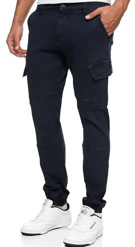 Indicode Herren August Cargohose aus Baumwolle mit 6 Taschen | Cargo Chino Hose f. Männer Navy, XXL