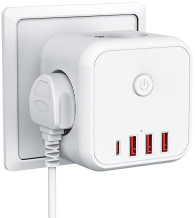 NEOVSUNY Dreistecker für Steckdose, Steckdosenadapter, Mehrfachstecker für Küche, Doppelstecker für Steckdose, Verteilersteckdose 3 in 1 Steckdosenadapter für Büro, zu Hause, Weiß (Weiß-3U4S)