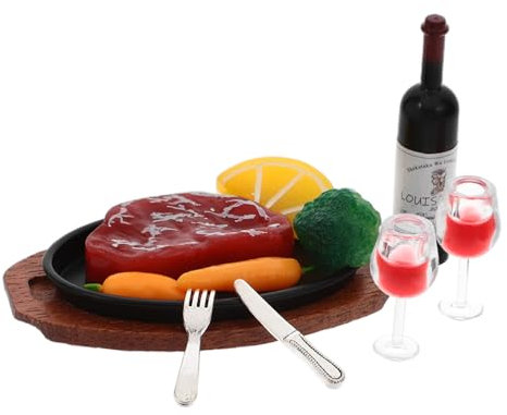 Garneck 1 Satz Lebensmittelspielzeug-Miniaturen Spielzeug für Kinder Mini-Puppenhauszubehör Kinder geben vor, Spielzeug zu Sein Miniaturfiguren Mini-Hausdekoration Mini-Essen Holz + Eisen