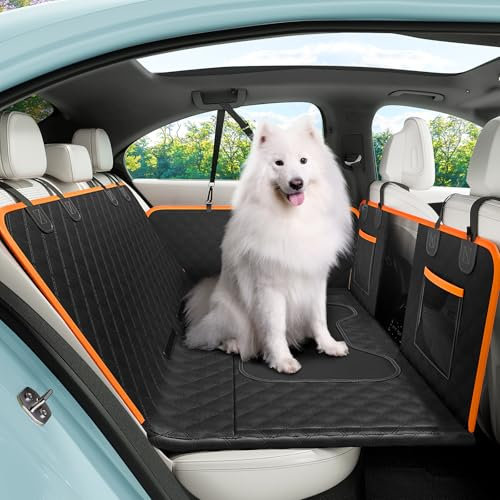 pecute Hundedecke Auto Rückbank mit Harter Unterseite- Wasserdicht und rutschfest Hundesitzbezug, Hunde-Sicherheitsgurt für SUV, LKW, Dog Car Seat Cover,Lagerung im Auto,bis zu 180 kg