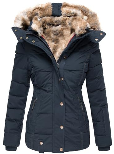 Damen Winterjacke (XS-6XL) Steppjacke hochstehender gefütterter Kragen geringes Eigengewicht Jacke Abnehmbare Ärmel Damen Strickjacke Mit Kapuze Damen Kurz 3 In 1 Jacke Damen