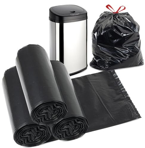 GEEZY 30L Black Bin Bags - 60 Pack Recyclable Anti-Drip Kitchen Bin Liners Strong and Durable Refuse Sacks Home Office Rubbish Bags Household Garbage Bags