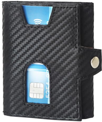 Hudson & James Wallets Men’s RFID Blocking Carbon Fibre Leather Men’s Wallets Trifold Vertical Wallet for Men (Blue)