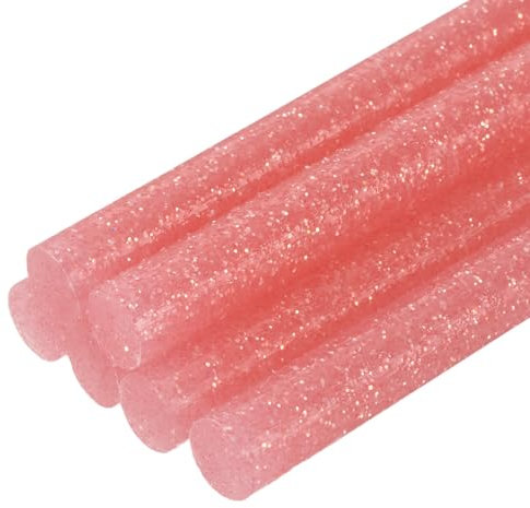 QUARKZMAN Barras de Pegamento Caliente, 7x100mm, 6Pcs Mini Palos de Pegamento Termofusible, Ideal para Bricolaje, Manualidades, Brillo Rojo Brillante