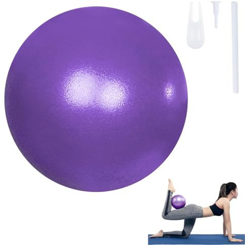 Keratobleem Kleiner Pilates Ball, Gymnastikball Klein,25 cm Rutschfester Fitnessball,mit aufblasbarem Strohhalm,Weicher Yoga Ball für Bauch und Schultertraining Balance Sport Pilates-Lila