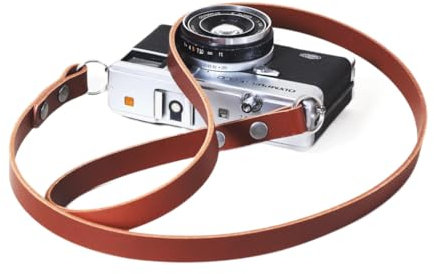 BOWMAN Leather Camera Strap Fixed Length Minimal Handmade Shoulder Strap Camera Neck Strap for Fujifilm Sony Nikon Canon Leica (Dark Tan, Medium (100cm / 39))