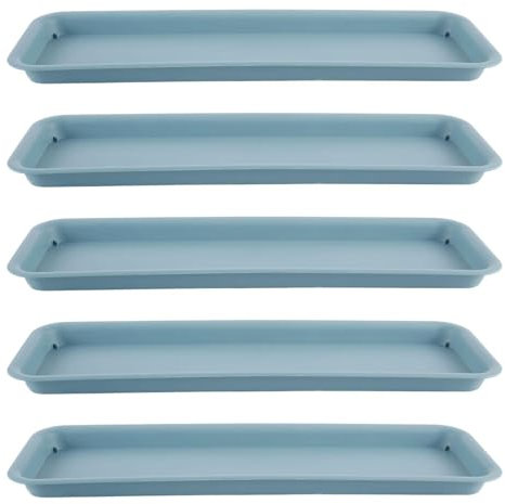 Baoblaze 5x Plant Saucers Plant Trays Rectangular Plants Pot Saucers Flower Pot Drainage Tray for Windowsill Indoors Outdoor,Blue-48 * 14.5 * 2.3cm
