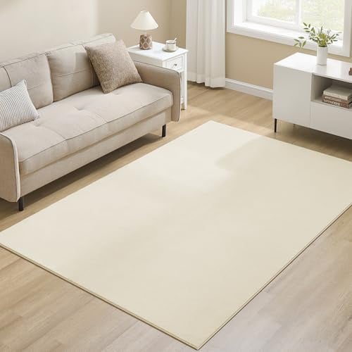 SONGMICS Teppich, 160 x 230 cm, Wohnzimmerteppich, Rutschfester Teppich, Dekoration, für Wohnzimmer, Schlafzimmer, maschinenwaschbar, modern, cappuccinobeige TAR013LZ02