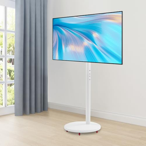 Soporte móvil para TV con ruedas, altura ajustable, soporte vertical para TV con 4 ruedas y freno, para monitores de 10 a 43 pulgadas, pantallas de TV, oficina en casa, sala de conferencias, 40 x 40