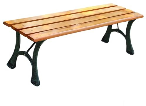 SXKLYRF 120 cm Gartenbank Wetterfest, Gestell aus Gusseisen, Sitzflächen aus Massivholz, Parkbank für Gartenwege, Hof, Rasen, Eingangsbereich, Terrasse