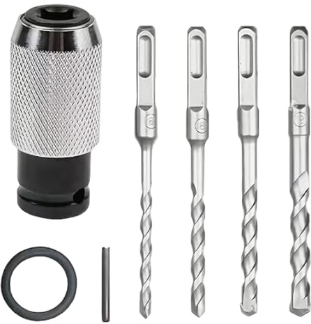 Bohrhammer-Adapter mit Schlagbohrer-Bit-Set, Elektro-Schraubenschlüssel-Bohrer-Umrüstadapter, Drucklufthammer-Steckschlüssel-Adapter, geschmiedet aus Chrom-Vanadium-Stahl, für, Klempner