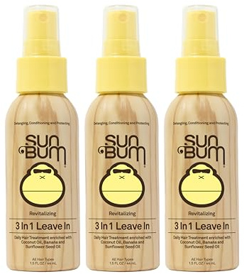 Sun Bum Revitalizing 3 in 1 Leave In Hair Conditioner, 1.5 oz, pack of 3