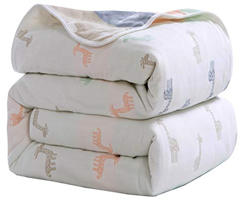 Hayisugal Kuscheldecke zweiseitig Tagesdecke Bettüberwurf 100% Baumwolle Kinder Überwurf Decke Baumwolldecke Bunte Decke Kinder Bettdecke Decken Winter Decke Sofa Decke, Giraffe, 150 x 200cm