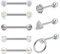 LAURITAMI 8stk Zungenpiercing 14G Chirurgenstahl 16mm Barbell Gerade Blume Kristall Piercing