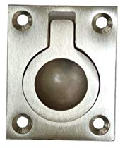 QCAA Solid Brass Flush Ring Pull, 36.5 x45 mm, Satin Nickel, 1 Pack, Made in Taiwan