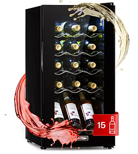 KLARSTEIN Cantinetta Vino Design, Cantinetta Vino Refrigerata a Zona Singola per Vino Rosso, Bianco e Birra, Controlli Touch, Frigo Vino Cantinetta per Esterno/Interno, 5-18°C, 53L, 15 Bottiglie