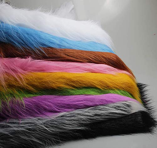 YANGUANG Kunstpelz Stoff Langer Stapel 12cm Luxus Shag Stoff Zum Basteln Foto Prop Hintergrund Fursuit Teppiche Kostüme Mode Dekoration Cosplay 50x170cm(Color:22 Grey White)