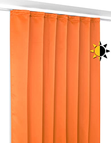 BEAUTEX Verdunkelungsgardine mit Kräuselband U-Band, Blackout Vorhang Blickdicht abdunkelnd, Größe und Farbe wählbar (Breite: 140 cm, Höhe: 175 cm, Terra)