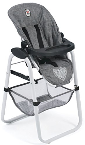 Bayer Chic 2000® Puppenhochstuhl – Jeans Grau – Verstellbar & klappbar – Rückentrage & Gepäcknetz – Puppen bis 50 cm – Puppenzubehör 3-8 J.