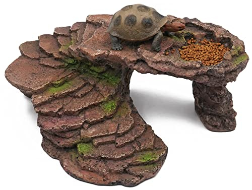 Svauoumu Schildkröten Basking Platform Tortoise Cave WasserschildkröTen Insel Aquarium Axolotl HöHle Terrarium HöHle Bartagame Aquarium Steine mit HöHle