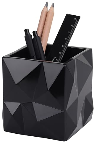 OYEYE Stifthalter für den Schreibtisch, Schreibwaren Organizer, quadratisch, multifunktional, für Schreibtisch, Make-up-Pinselhalter, Schwarz