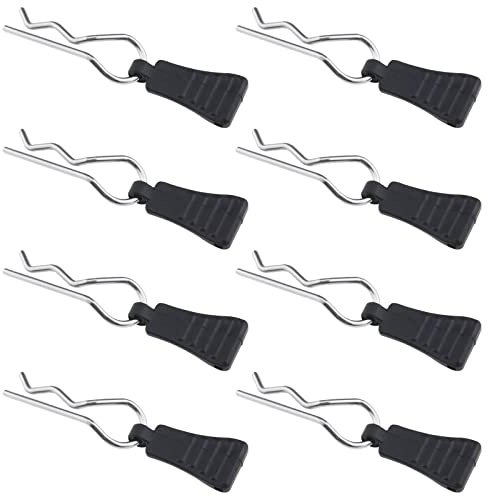 OTOTEC 8PCS RC Body Clips Bent Springy R Pins for 1/8 1/10 1/12 RC Car Secure Shell Pin & Mounting Bracket Set RC Model Bent Body Clamp Accessories Black