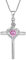 FJ Collier Croix pour Femme Argent Sterling 925 Collier Tourmaline Rose Pendentif Pierre de Naissance Octobre Collier Fleur de Rose Bijoux Cadeaux pour Femme Fille