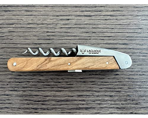 Laguiole En Aubrac Sommelier Deluxe Waiter's Corkscrew, Andre & Michel Bras Edition, Olivewood Handle, Vintage Wine Opener