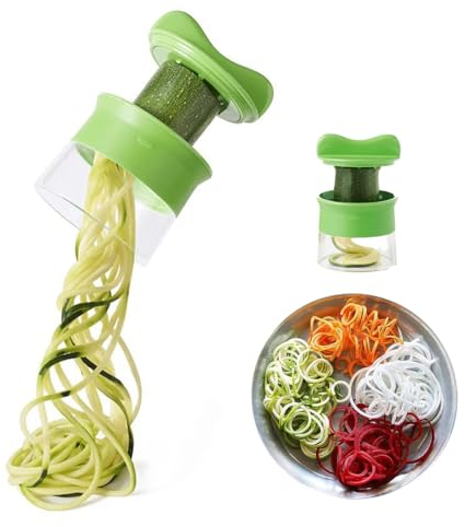 Handheld Spiralizer Vegetable Slicer, Upgrade 4 in 1 Adjustable Spiral Slicer, Veggie Spiral Cutter Pasta Spaghetti Maker for Carrot, Fruit, Cucumber, Potato, Pumpkini,Zucchini Spaghetti Maker