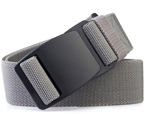 JXXUIRUIEEN Herrengürtel Elastischer Gürtel Herren Outdoor Plug Schnalle Nylon Gürtel für formale Arbeit oder Casual(Grey)