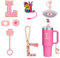 6-Teiliges Personalisiertes Stanley Cup Zubehör Set - Stroh Cover, Tumbler Initialen Dekorationen, Brief Aufkleber, Charm, Strohhalm Abdeckung (L)