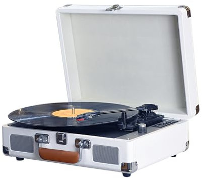 Tourne-Disque Vintage 35 X 25,5 X 13 Cm Valise Bluetooth Ceinture Portable - Tourne-Disque entraîné (White)