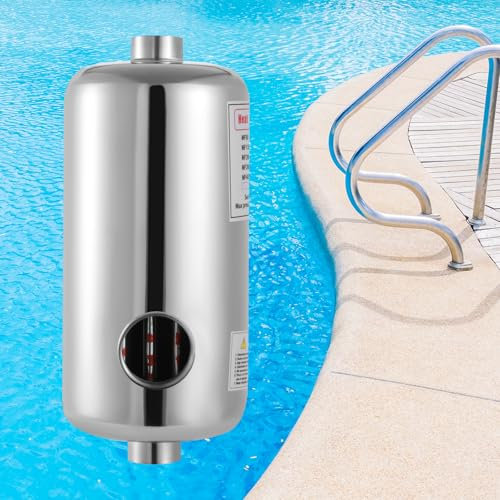 ieLsngai Intercambiador de calor para piscina de 28 kW, calentador de piscina de acero inoxidable, bomba de calor, resistencia al óxido y al agua salada, con flujo de agua de piscina de 150 l/min y