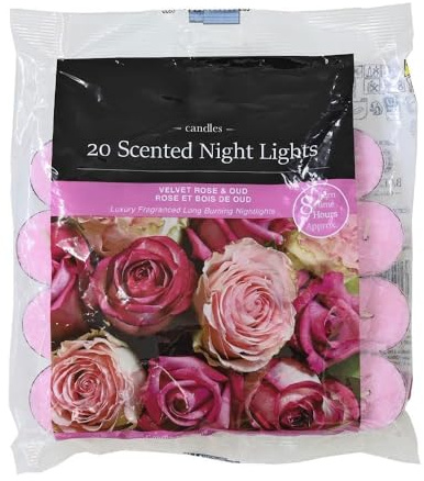 Fresh Scented Unscented Fancy Tealight Candles - Refreshing and Soothing Fragrances | 8 Hour Long Lasting Burn Time | Premium Quality Home Decoration Tealights (Velvet Rose & Oud)