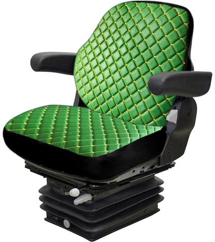 Binbir Trend Housse de siège de tracteur robuste pour tracteurs d'armoire sans appui-tête, housse de siège pour tracteur John Deere, motif camouflage, 8 couleurs (schéma de couleurs JD – Cuir vert –