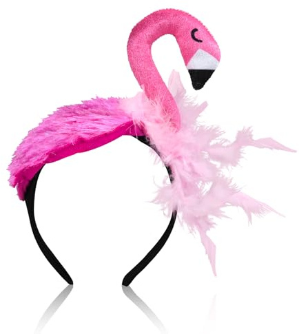 Haarreif Karneval, Flamingo Haarreif Damen, Flamingo Haarschmuck, Flamingo Kopfschmuck, Haarreif Fasching Damen, Flamingo Kostüm Kinder, Accessoire Flamingo für Karneval, Cosplay, Party (A)