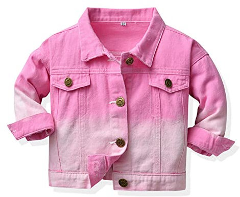 Generico Giacchetta Coprispalle Bambina Leather Jacket Vestiti del del Cappotto dei Jeans del Manicotto del Cotone di Autunno Inverno del Bambino del Bambino delle Giacca da (Hot Pink, 4-5 Years)