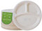 Arya PACKAGING Lot de 50 assiettes rondes jetables de 25,4 cm à 3 compartiments, plateaux en papier bagasse de canne à sucre, parfaites pour les fêtes, les pique-niques, les dîners de famille et les