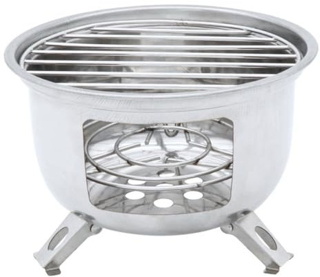 YARNOW Stainless Steel Bbq Stove Small Round Camping Grill Portable Outdoor Barbecue Stove for Hiking and Camping Tripod Base