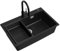 CECIPA Évier de cuisine noir 70 x 45 x 20 cm avec robinet noir extensible en granit avec bonde et trop-plein, 1 bac encastrable à partir de 80 cm de largeur d'armoire, évier de cuisine avec robinet